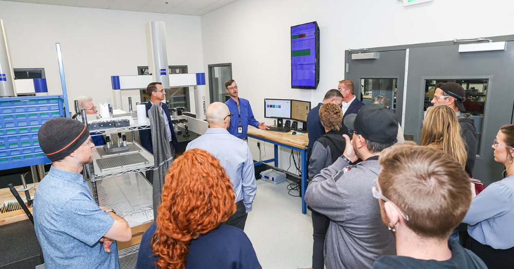 Guests tour the quality control lab