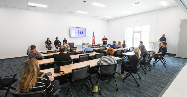 Students participate in a breakout discussion led by Hirsh employees