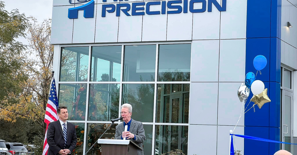Company founder Steve Hirsh speaks at grand opening ceremony