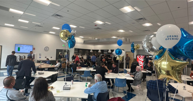 Students socialize during Hirsh Precision's MFG Day event